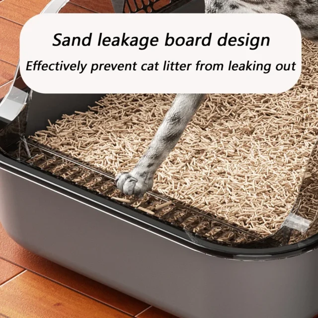Cat Litter Box Thickening Kitty Sandbox Semi-enclosed High Side Splashproof Pet Bedpans with Litter Scoop Cleaning Cat Supplies - Image 3