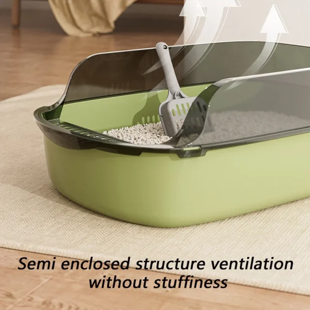 Cat Litter Box Thickening Kitty Sandbox Semi-enclosed High Side Splashproof Pet Bedpans with Litter Scoop Cleaning Cat Supplies - Image 4