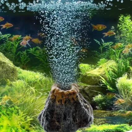 1PC Aquarium Fish Tank Decor Volcano Shape Air Bubble Stone Oxygen Pump Decoration Hiding Fish Cave Resin Ornaments