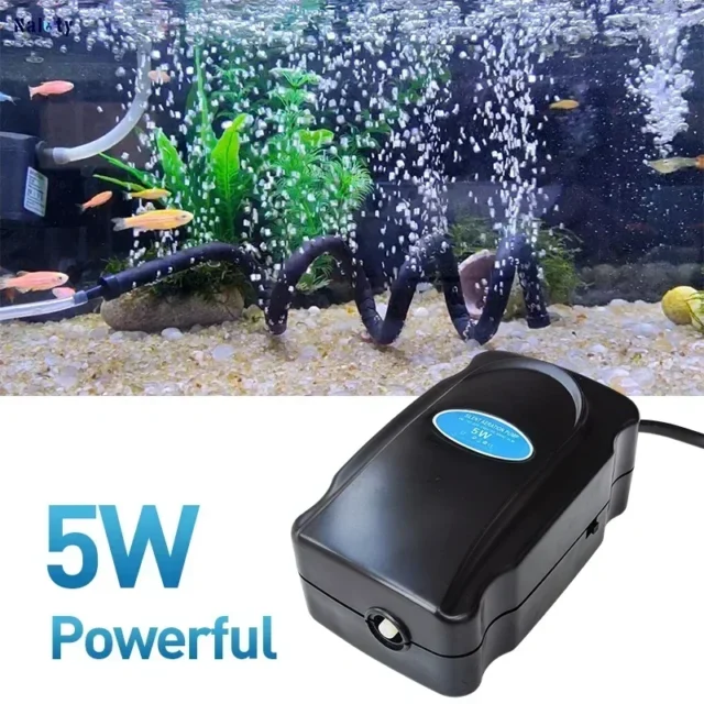 5W Aquarium Silent Air Pump 220V-240V 110V Fish Tank Quiet Oxygen Pump Accessories Bubble Pump Air Stone Aquarium Air Compressor - Image 2