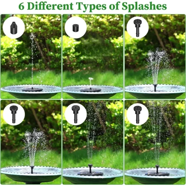 1W/1.5W/2.5W Outdoor Solar Fountain Suitable for Garden Pond Solar Fountain Pump Kit with 6 Nozzles for Garden Decoration - Image 4