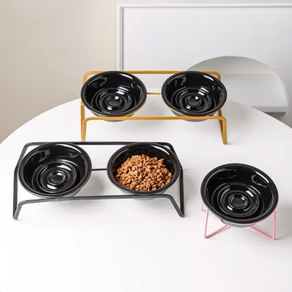 Black Cat Bowl Drinking Water Eating Tall Feet Cute Diagonal Mouth Anti Black Chin Pet Supplies