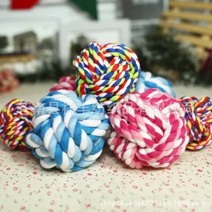 1Pcs Dog Toy 7cm Puppy Gnash Cotton Knot Toy Teeth Cleaning Pet Play Ball Outdoor Training Interactive Toy