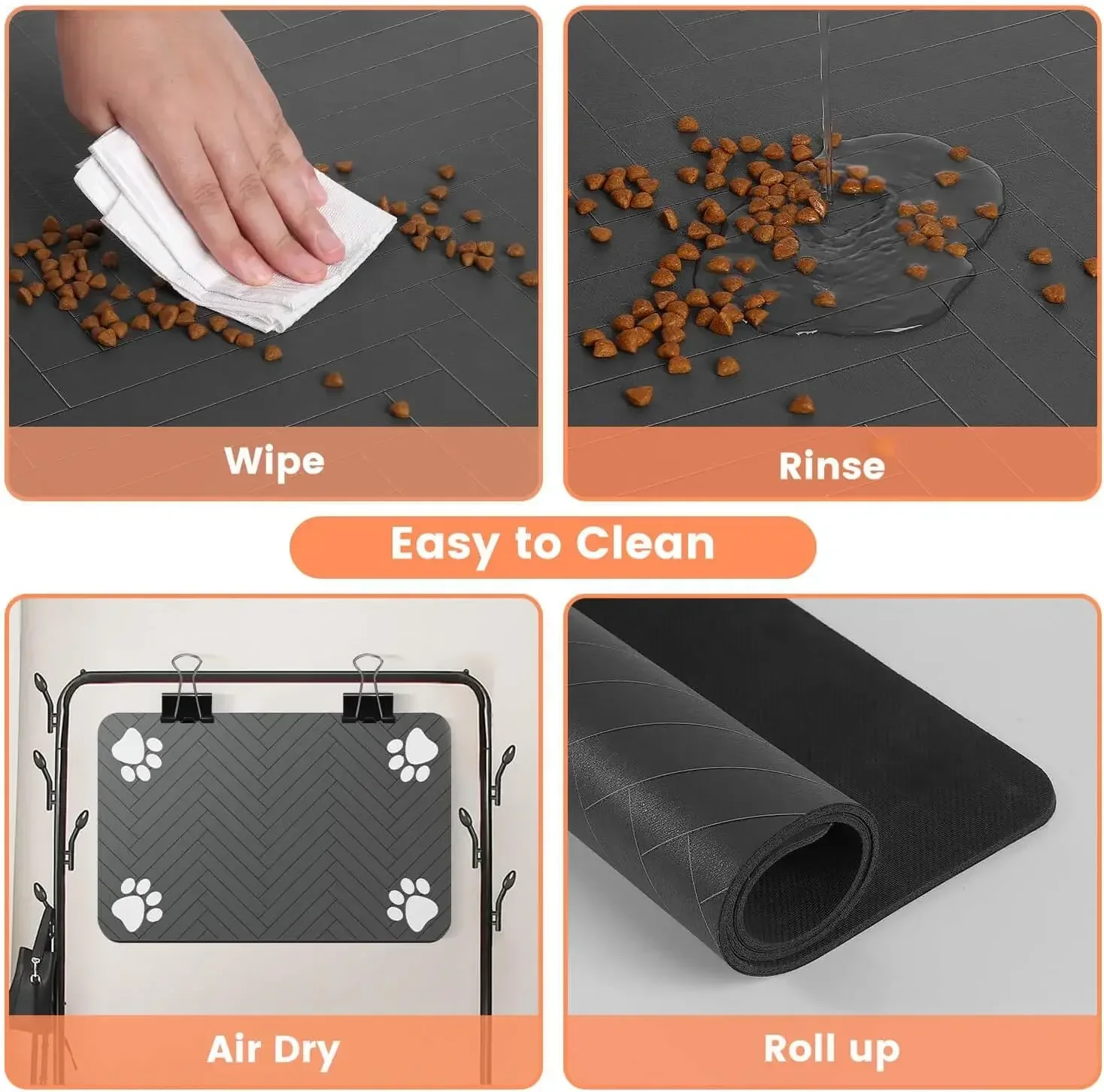 Water absorbing pet feeding pads, dog food, cat food and water bowl waterproof pads, quick drying rubber backing dog accessories - Image 4