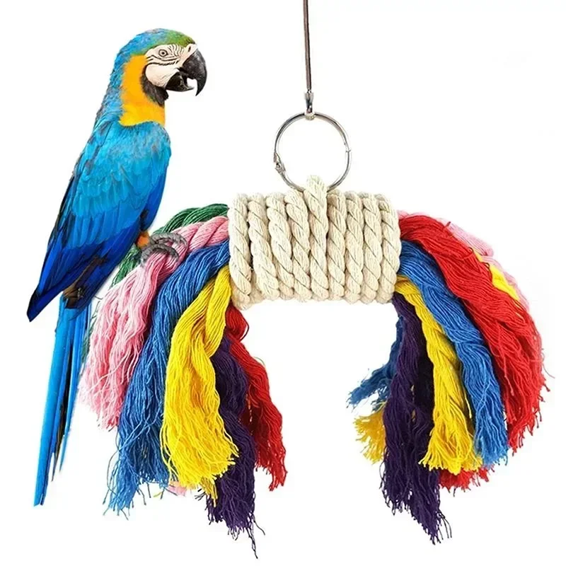 Parrot Chew Toy Cotton Rope Birds Toy Bite Bridge Bird Tearing Toys Cockatiels Training Hang Swings Birds Cage Supplies - Image 5